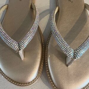Sparkling Rhinestone Special Event Sandals in Gold, 7.5